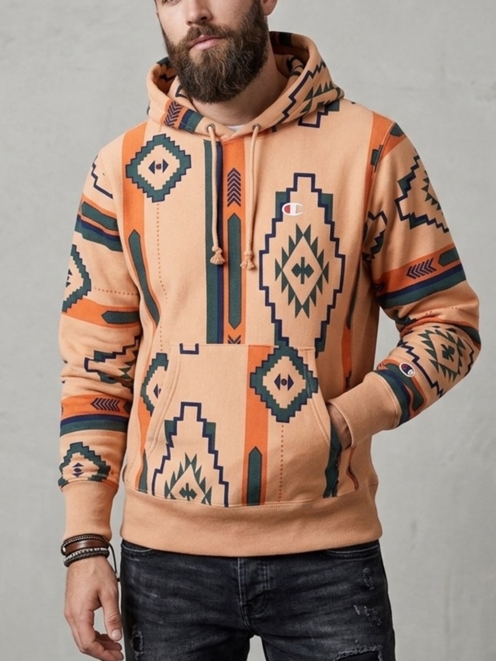 Champion Mens Southwestern Reverse Weave Hoodie Sweatshirt